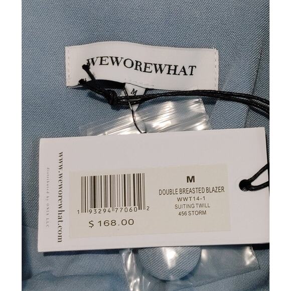 Revolve WeWoreWhat Double Breasted Blazer Suiting Twill Storm Blue Womens M NWT - Picture 5 of 10
